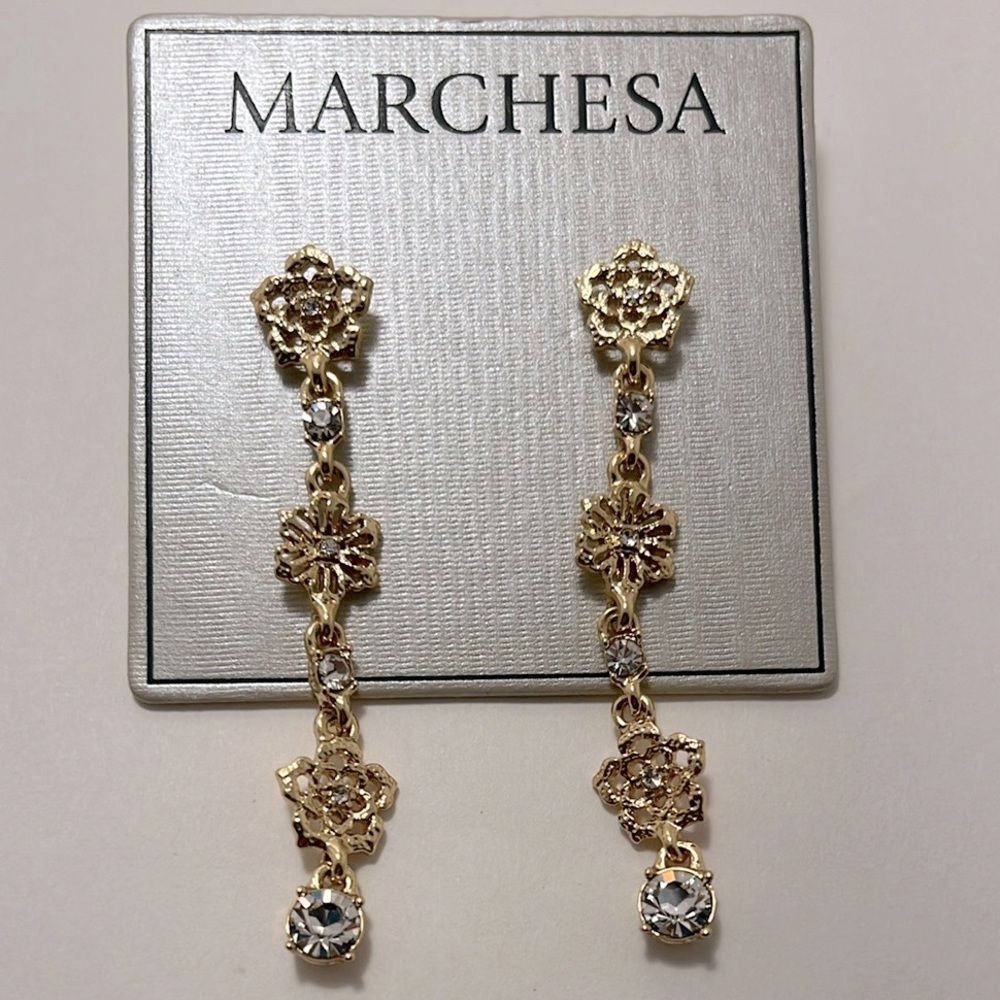 Marchesa Floral Linear Drop Earrings